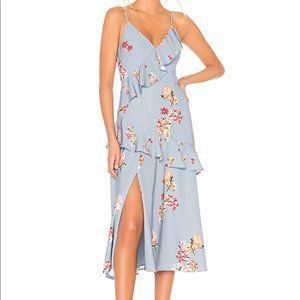 KEEPSAKE the Label Blue Midi Floral Cocktail Dress